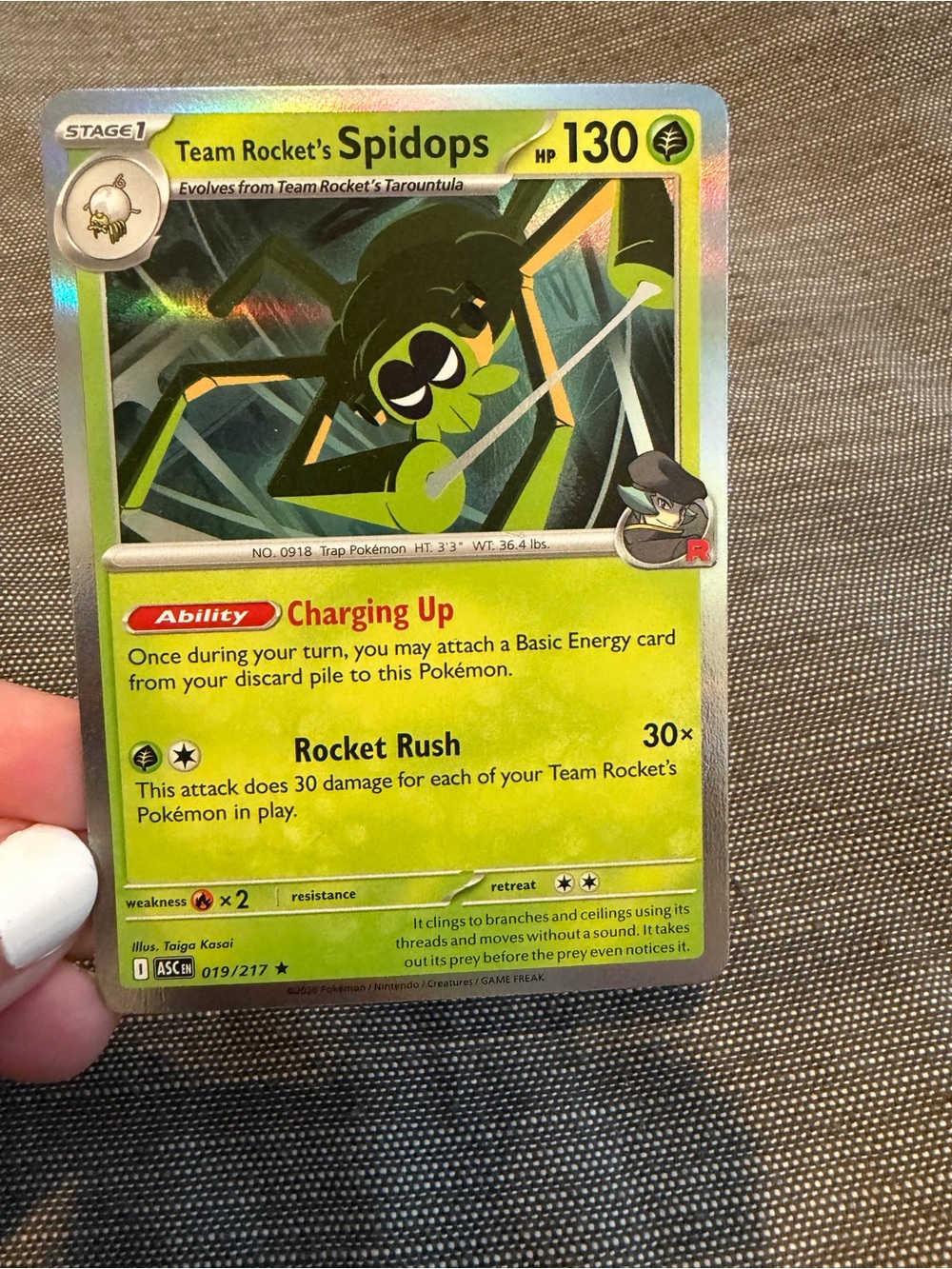 Team Rocket's Spidops Pokémon Card - Holographic